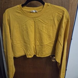 Aritzia Yellow Long Sleeve Crop Top